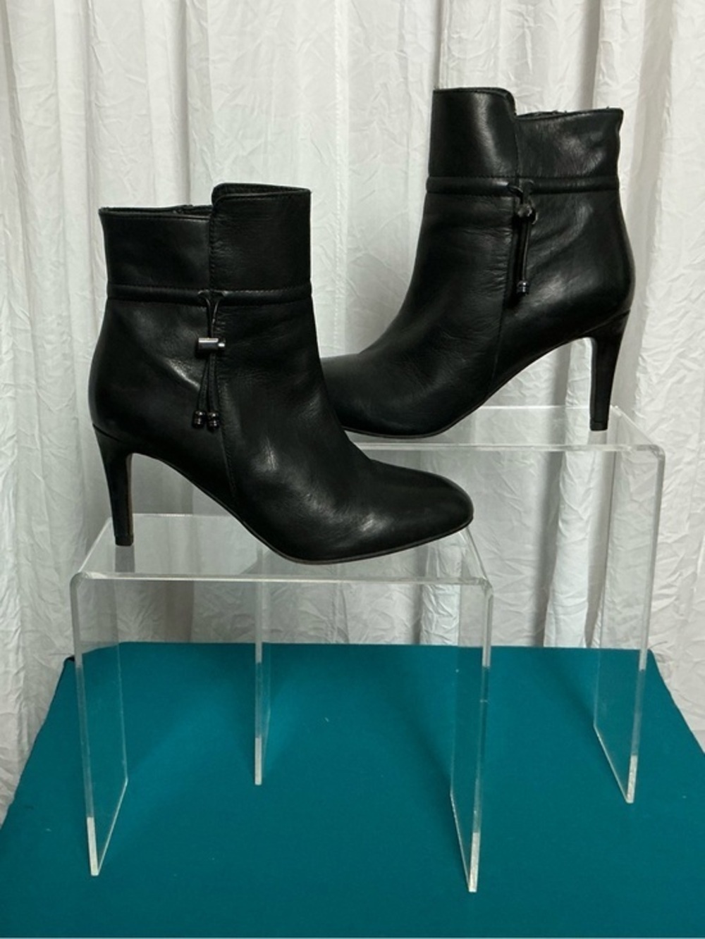 Lands END Black Ankle Boots with Slim Heel - Picture 1 of 10